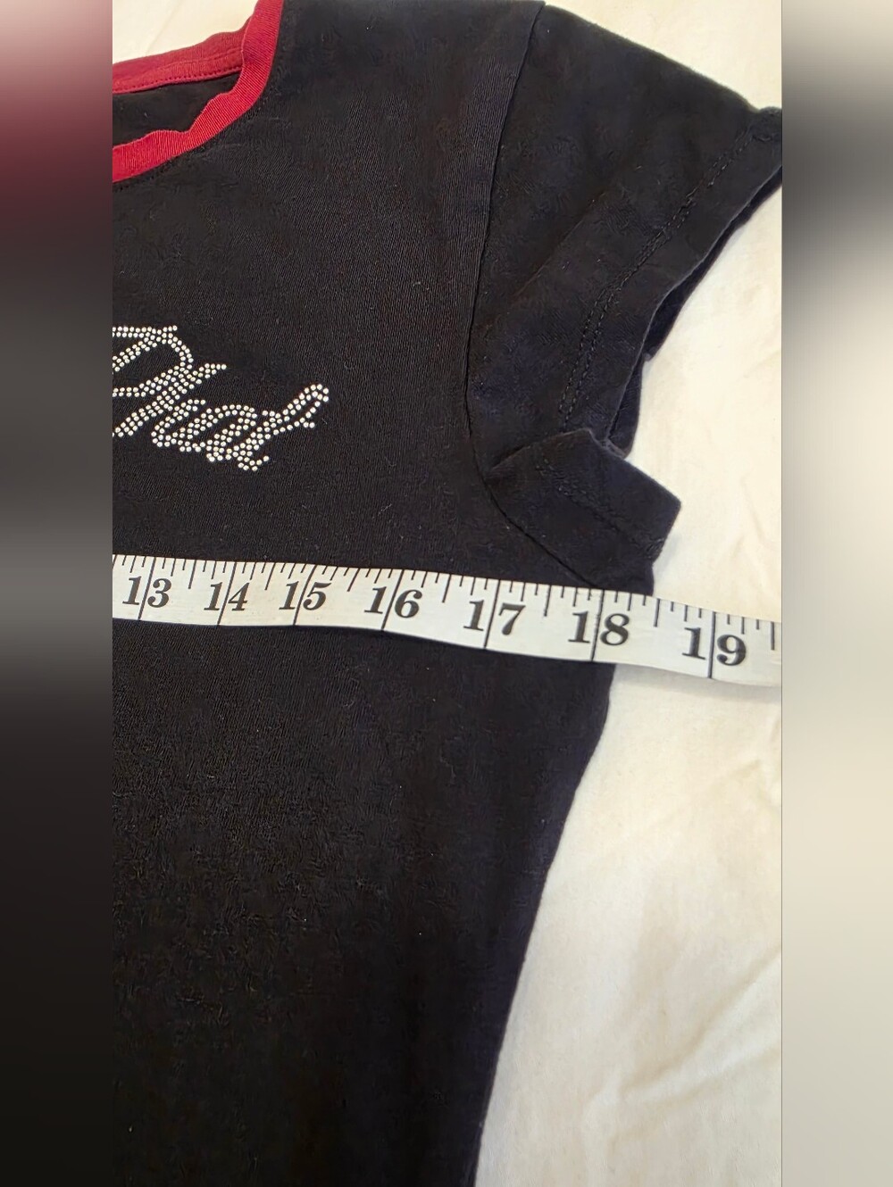 Baby Phat Rhinestone Logo Cat Graphic T-Shirt Black Red Trim Women's XL Y2K - Picture 6 of 9